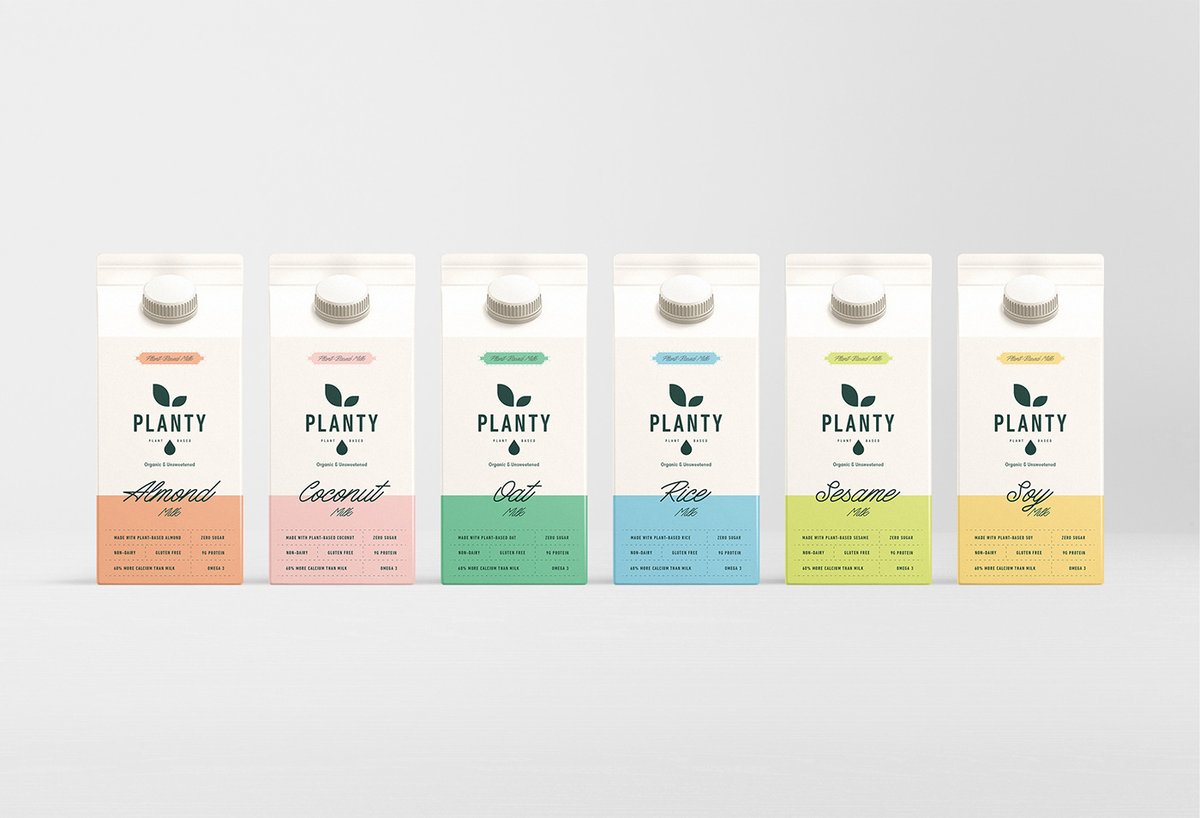 （餐飲）牛奶vi品牌標識—— PLANTY 簡約現代包裝vi設計案例，vi設計，包裝vi設計，（餐飲）牛奶品牌vi設計，品牌包裝vi設計，品牌vi設計，vi品牌策劃，深圳vi設計，左右格局