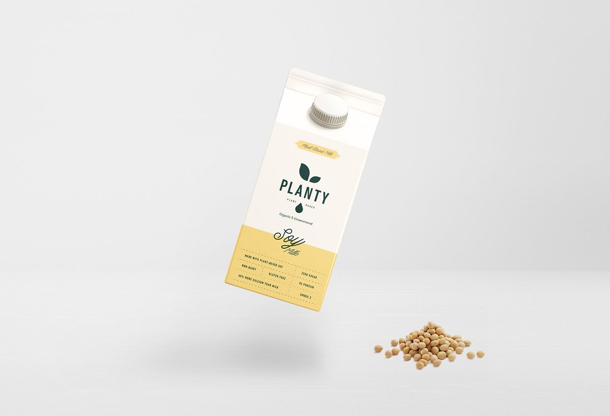 （餐飲）牛奶vi品牌標識—— PLANTY 簡約現代包裝vi設計案例，vi設計，包裝vi設計，（餐飲）牛奶品牌vi設計，品牌包裝vi設計，品牌vi設計，vi品牌策劃，深圳vi設計，左右格局