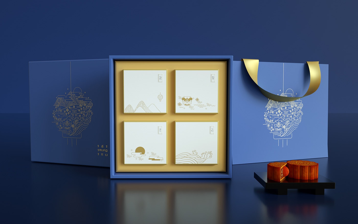精品越南傳統月餅品牌VI設計——創意插畫包裝設計，食品VI設計，食品包裝設計，深圳VI設計，左右格局
