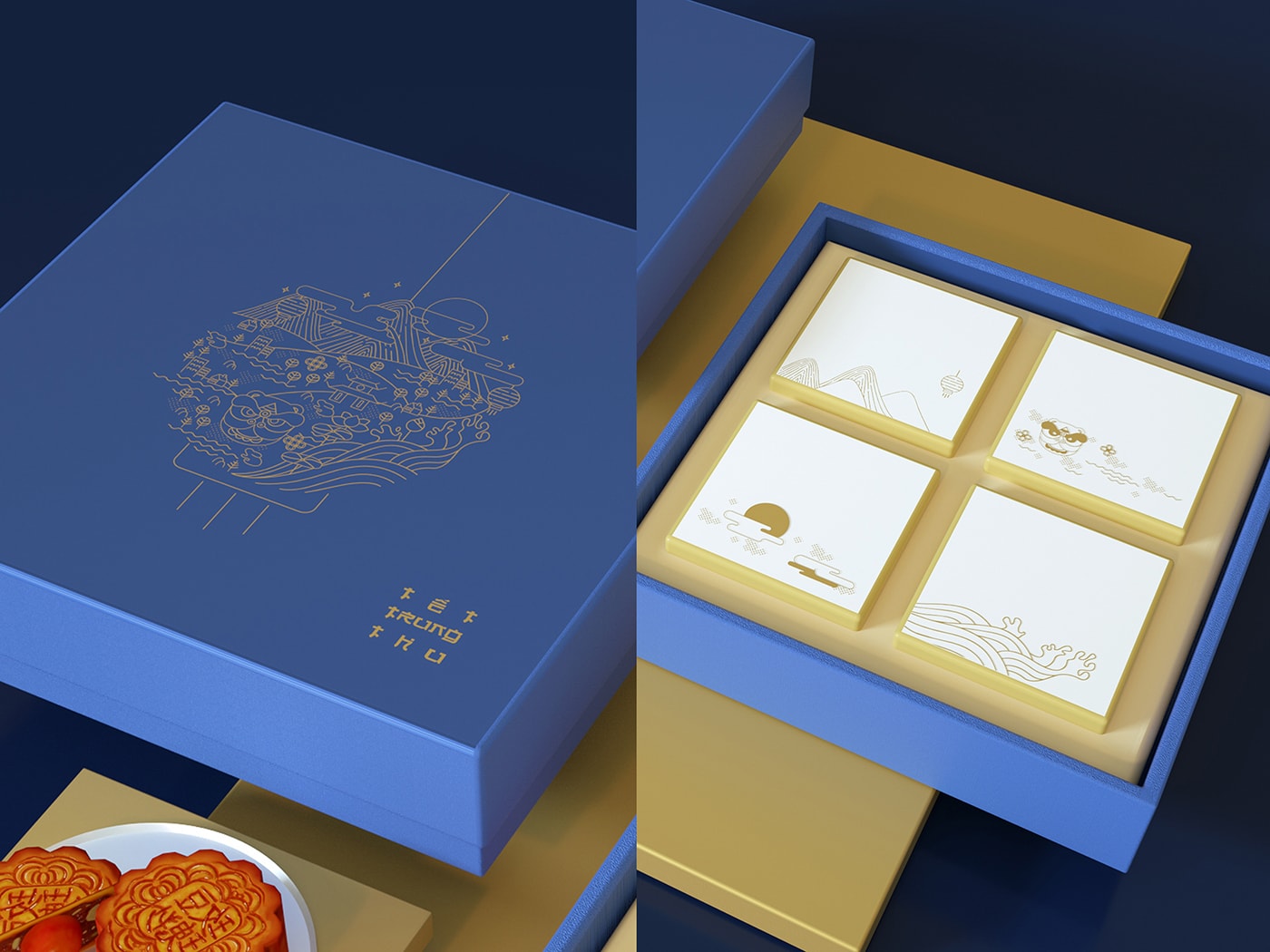 精品越南傳統月餅品牌VI設計——創意插畫包裝設計，食品VI設計，食品包裝設計，深圳VI設計，左右格局