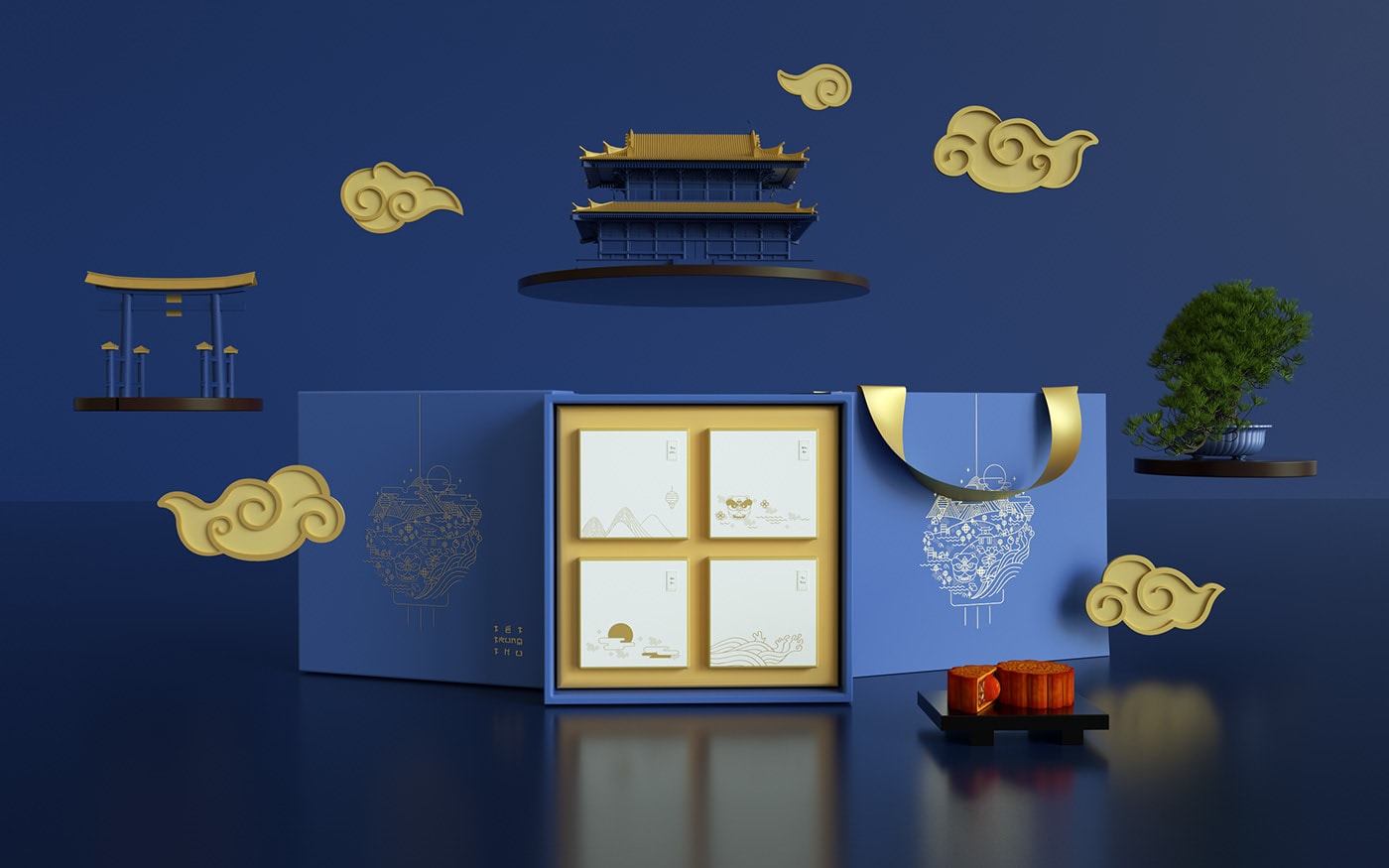 精品越南傳統月餅品牌VI設計——創意插畫包裝設計，食品VI設計，食品包裝設計，深圳VI設計，左右格局