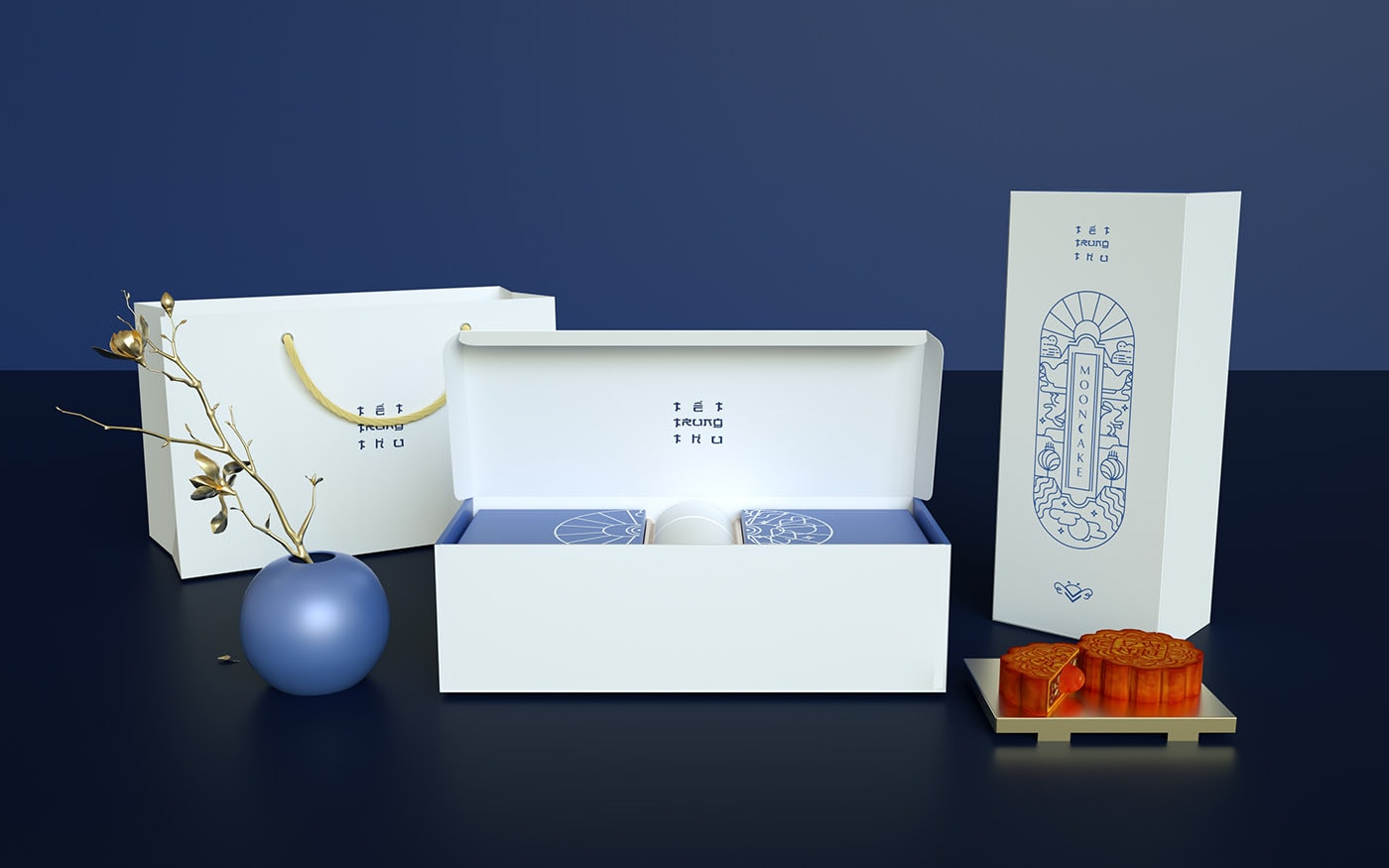 精品越南傳統月餅品牌VI設計——創意插畫包裝設計，食品VI設計，食品包裝設計，深圳VI設計，左右格局