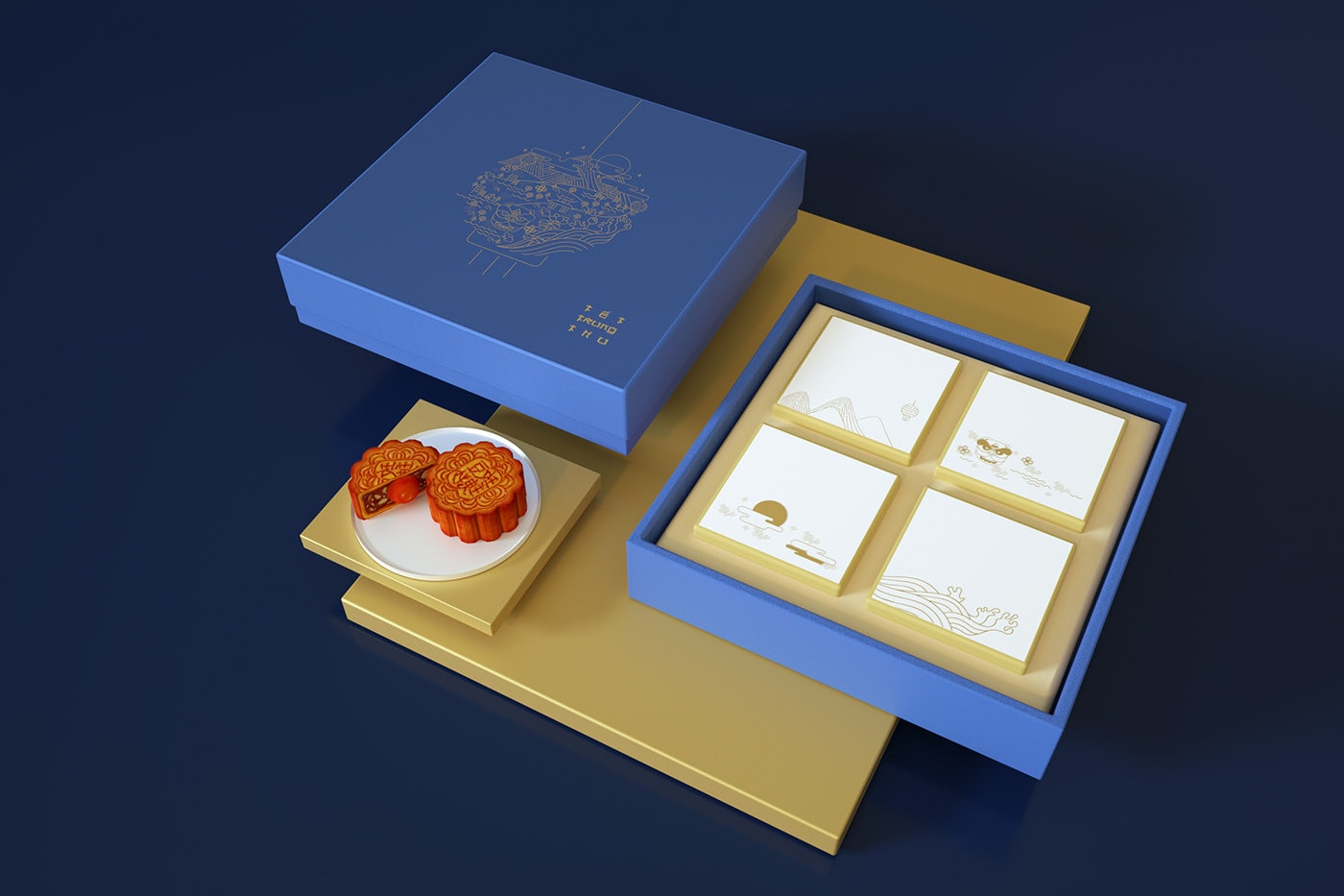 精品越南傳統月餅品牌VI設計——創意插畫包裝設計，食品VI設計，食品包裝設計，深圳VI設計，左右格局