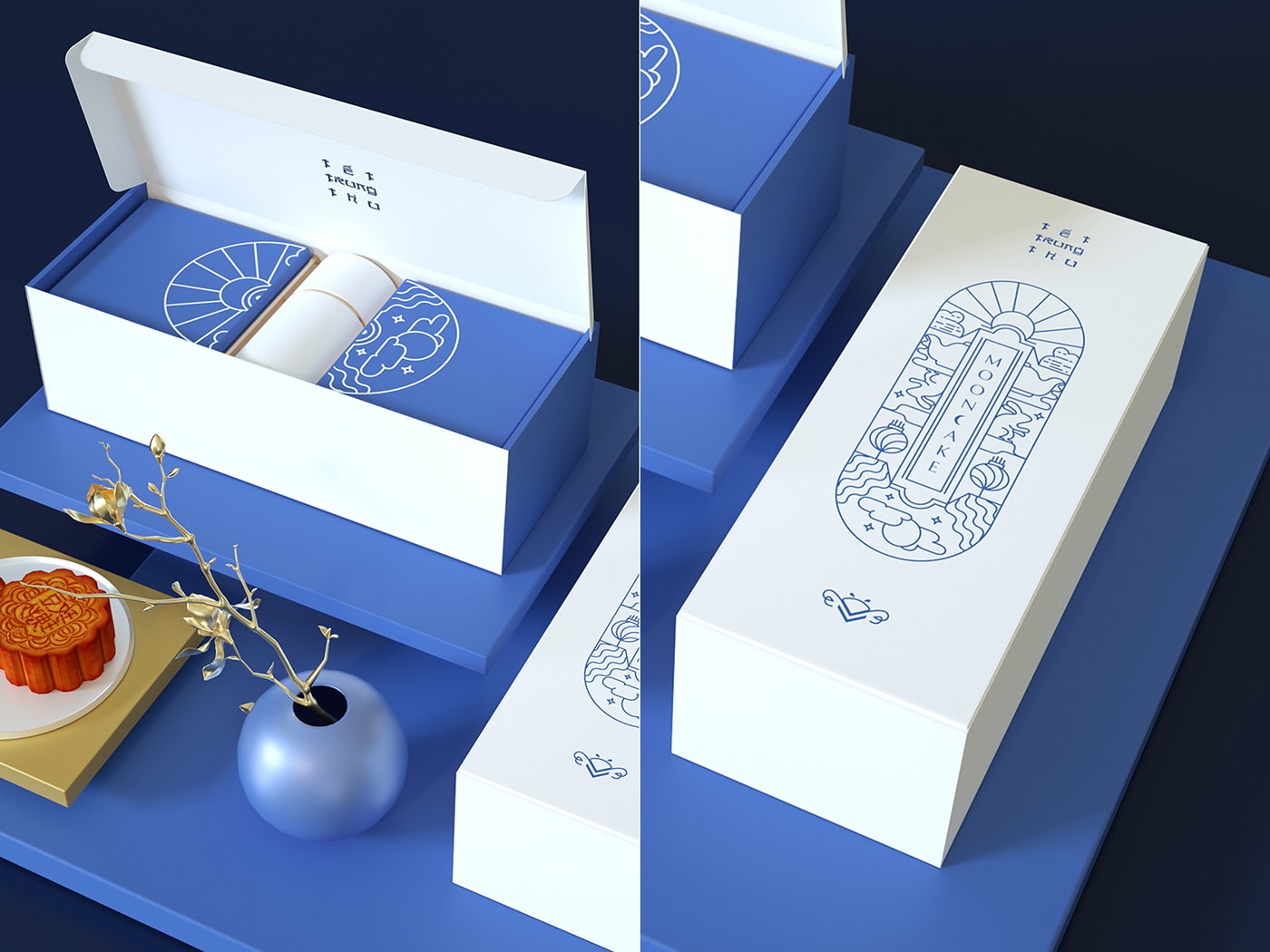 精品越南傳統月餅品牌VI設計——創意插畫包裝設計，食品VI設計，食品包裝設計，深圳VI設計，左右格局